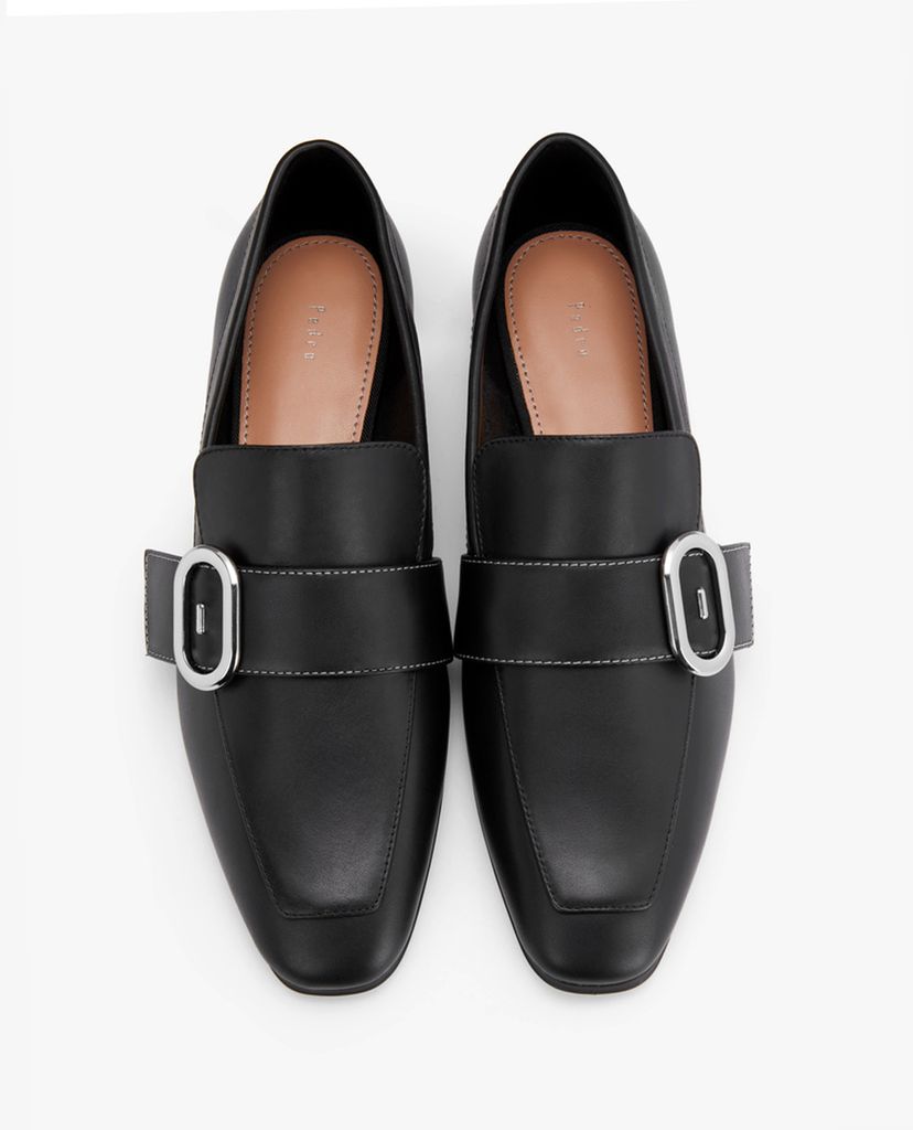 PEDRO - Giày đế bệt nữ mũi nhọn Buckle Square Toe Patent
