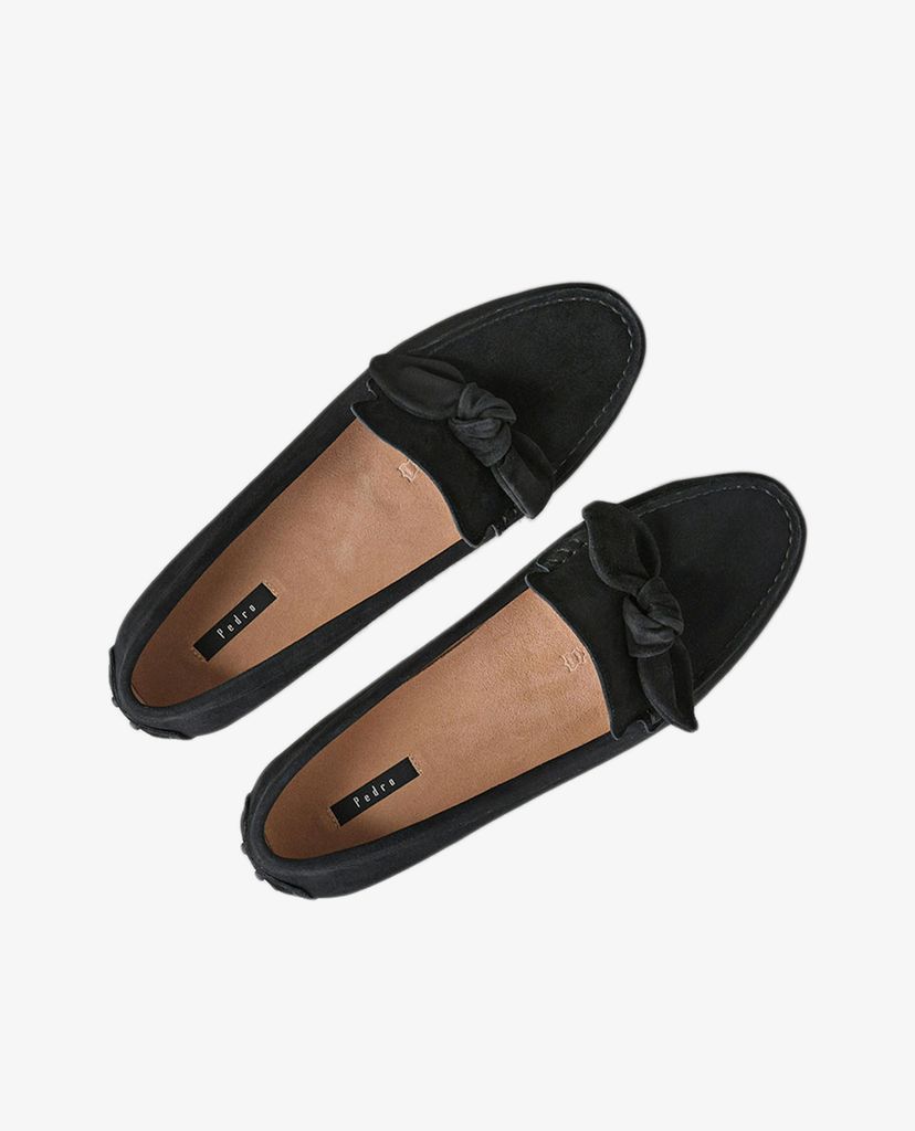 PEDRO - Giày đế bệt nữ mũi tròn phối nơ Bow Tie Moccasins