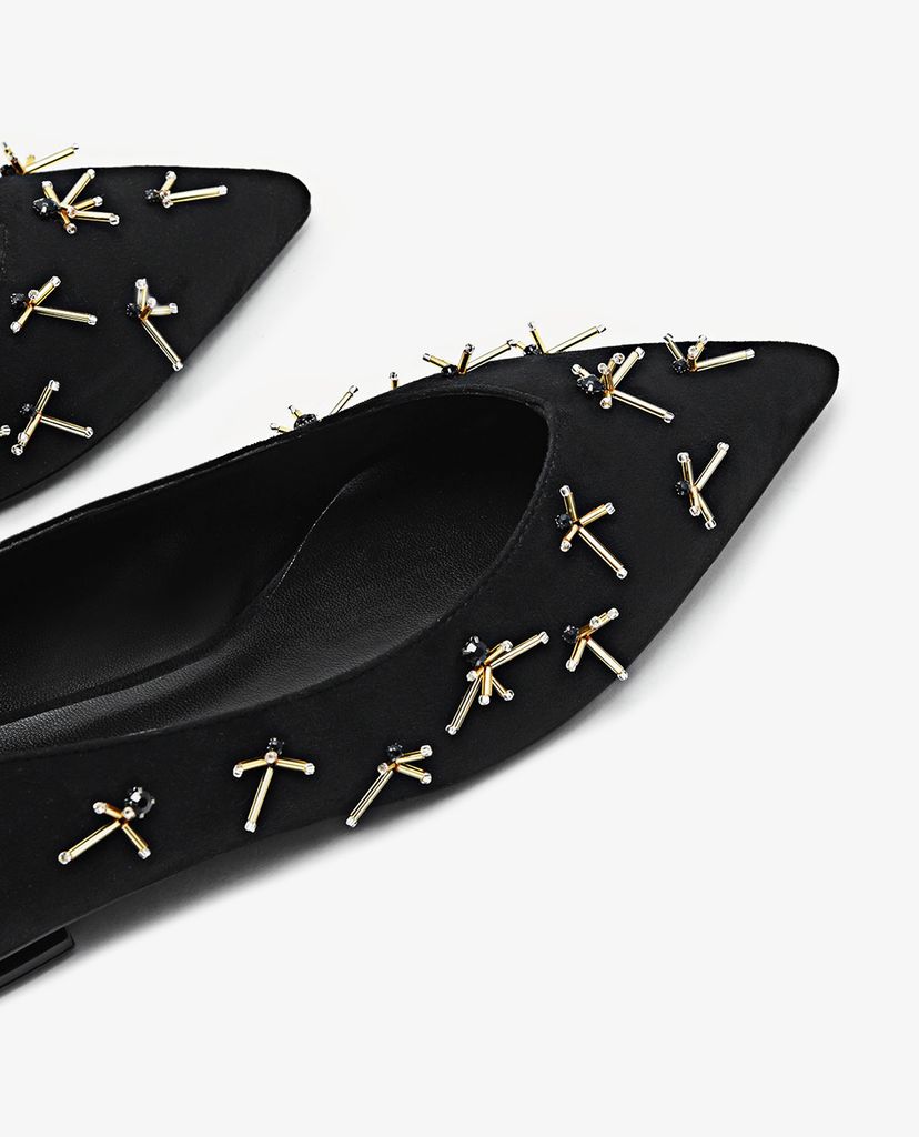 PEDRO - Giày đế bệt da lộn nữ tính Pointed Toe