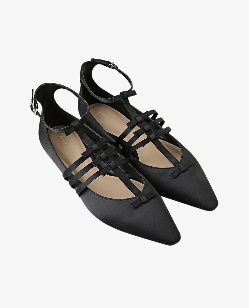 PEDRO - Giày đế bệt nữ mũi nhọn phối quai mảnh Ankle Strap Ribbon