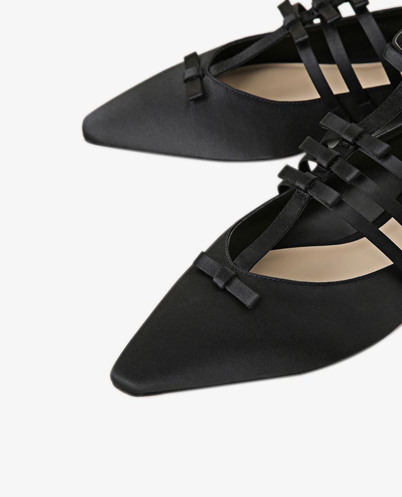 PEDRO - Giày đế bệt nữ mũi nhọn phối quai mảnh Ankle Strap Ribbon