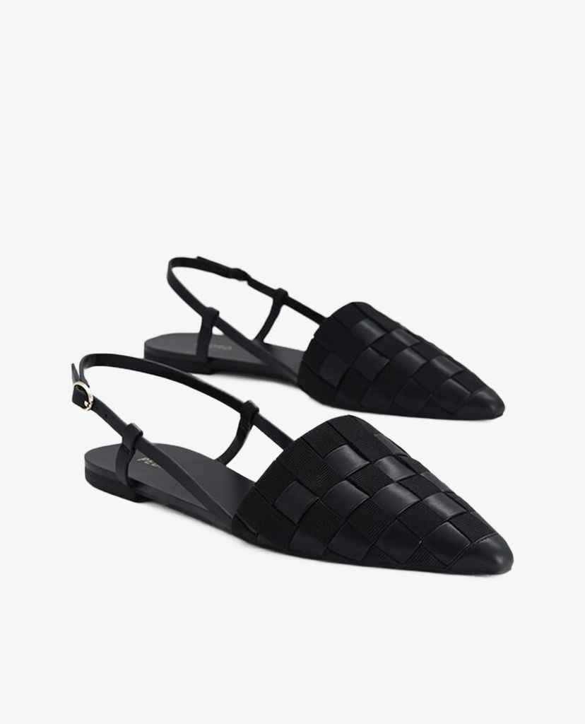 PEDRO - Giày đế bệt nữ mũi nhọn Braided Slingback