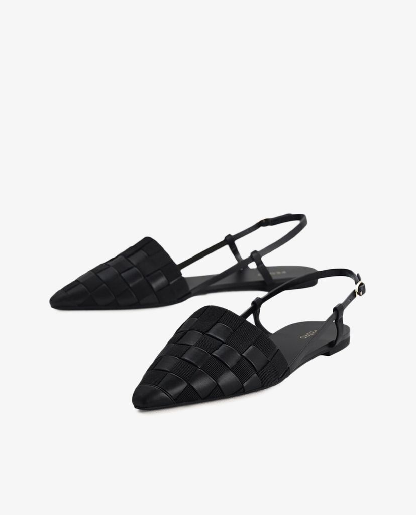 PEDRO - Giày đế bệt nữ mũi nhọn Braided Slingback