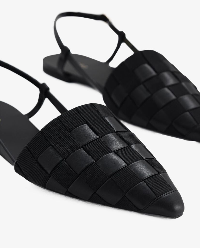 PEDRO - Giày đế bệt nữ mũi nhọn Braided Slingback