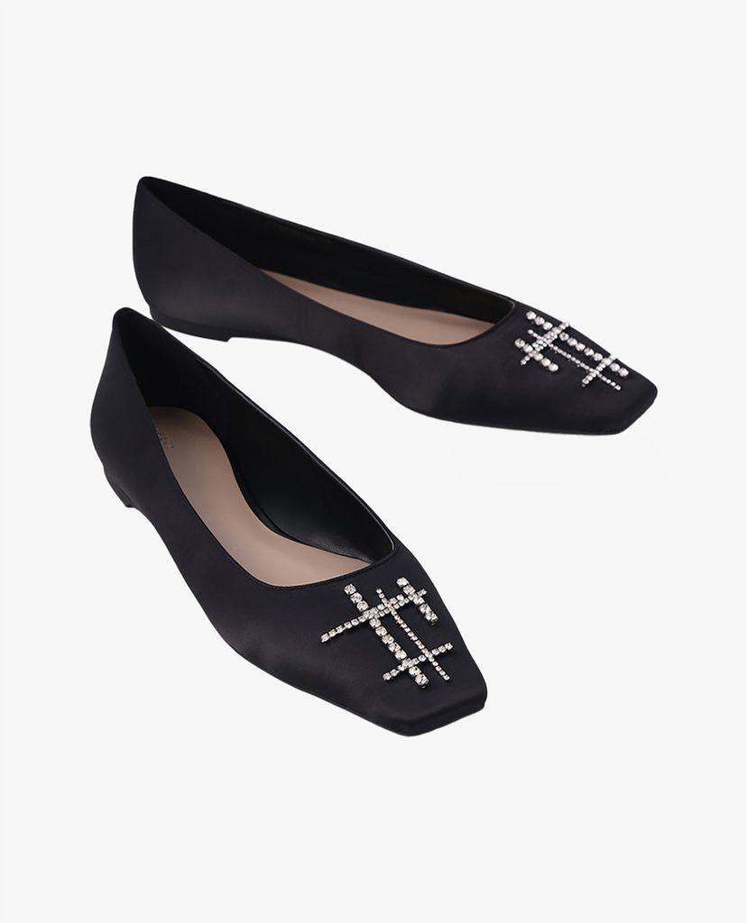 PEDRO - Giày đế bệt mũi vuông Gem Embellished