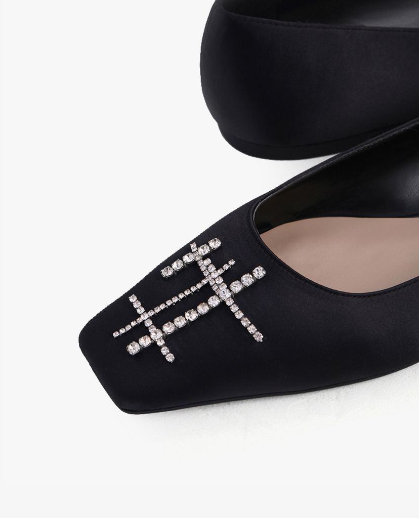 PEDRO - Giày đế bệt mũi vuông Gem Embellished