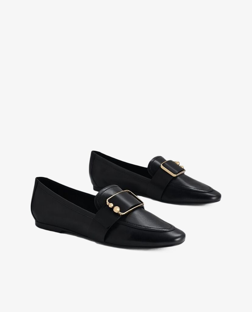 PEDRO - Giày đế bệt nữ mũi nhọn Buckle Leather Loafers