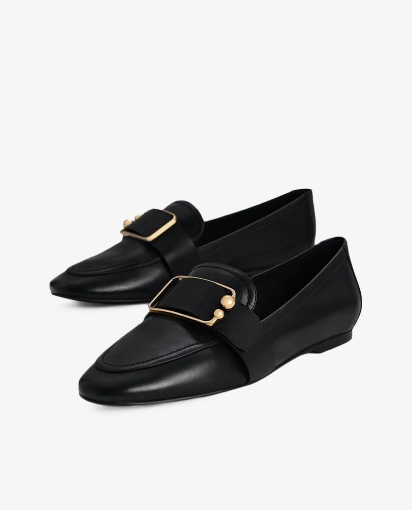 PEDRO - Giày đế bệt nữ mũi nhọn Buckle Leather Loafers