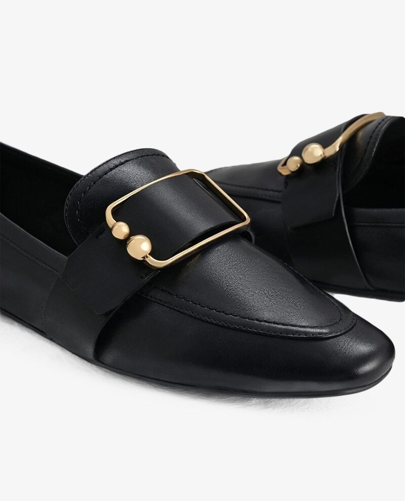 PEDRO - Giày đế bệt nữ mũi nhọn Buckle Leather Loafers