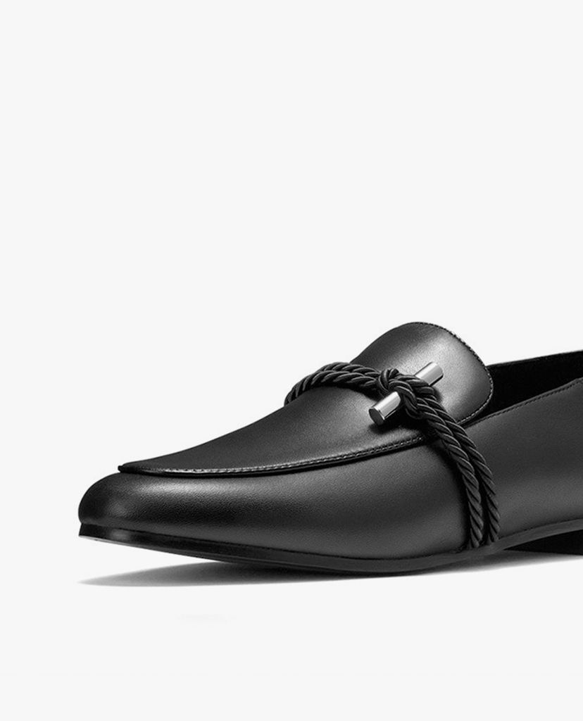 PEDRO - Giày đế bệt mũi nhọn phối dây Rope Detailed Leather Mules