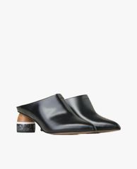 PEDRO - Giày cao gót đế tròn mũi nhọn Stone Wood Mules