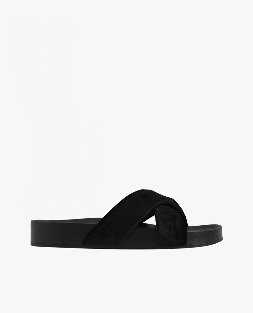 Dép nữ đế bằng Velvet Crossband