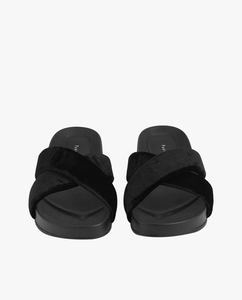 Dép nữ đế bằng Velvet Crossband