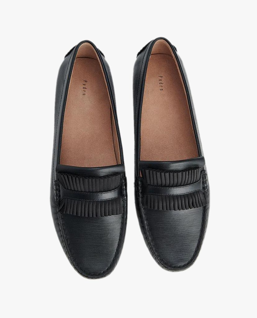 PEDRO - Giày đế bệt mũi tròn Pleats Embellished Leather