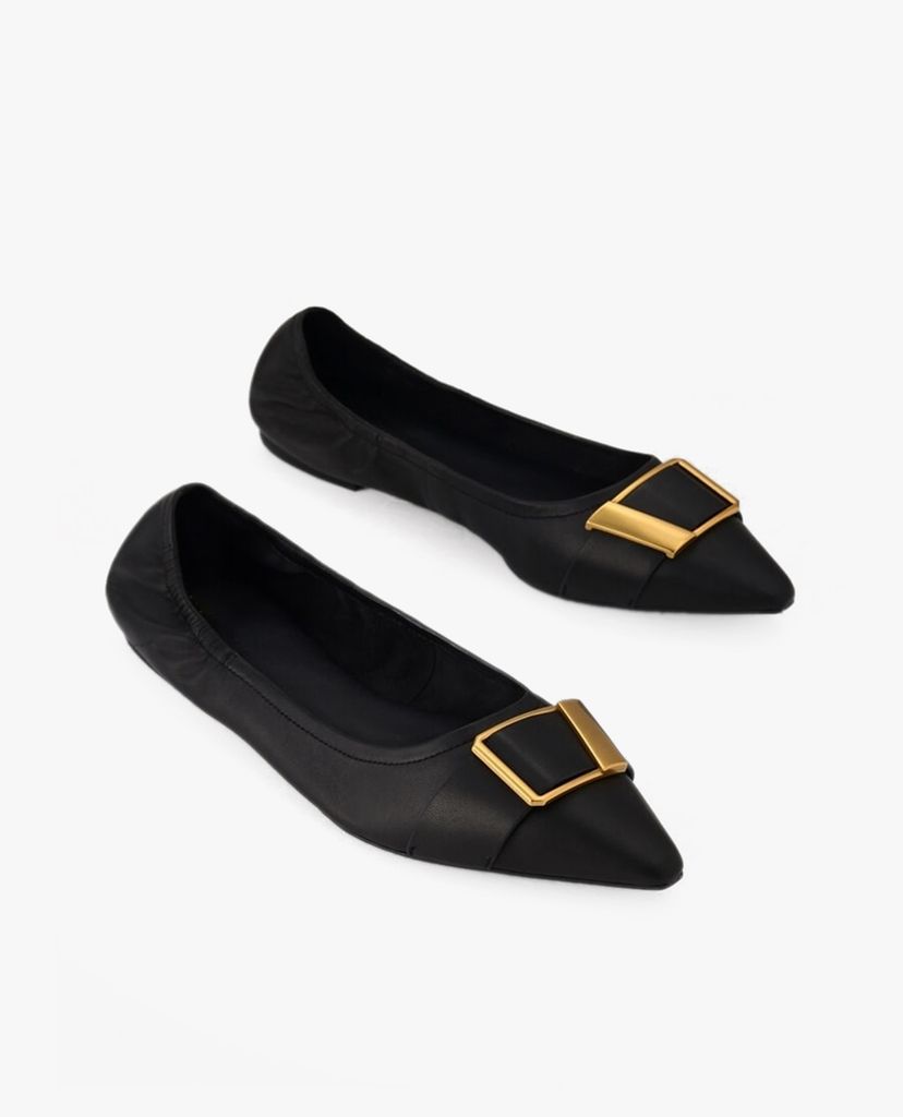PEDRO - Giày đế bệt nữ mũi nhọn Gold Buckled