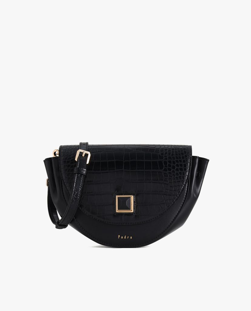 PEDRO - Túi đeo chéo hình bán nguyệt Saddle Croc Effect