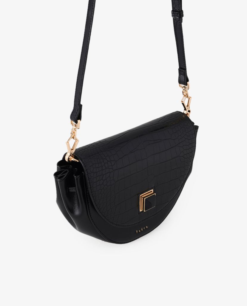 PEDRO - Túi đeo chéo hình bán nguyệt Saddle Croc Effect