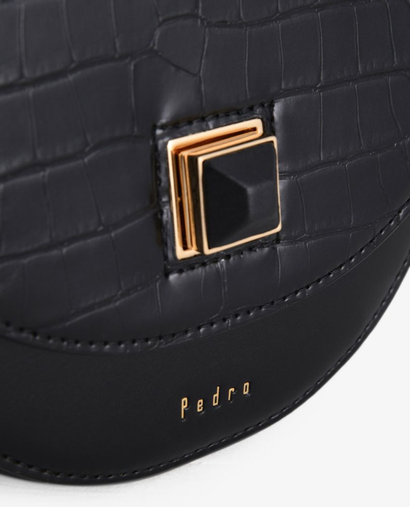 PEDRO - Túi đeo chéo hình bán nguyệt Saddle Croc Effect