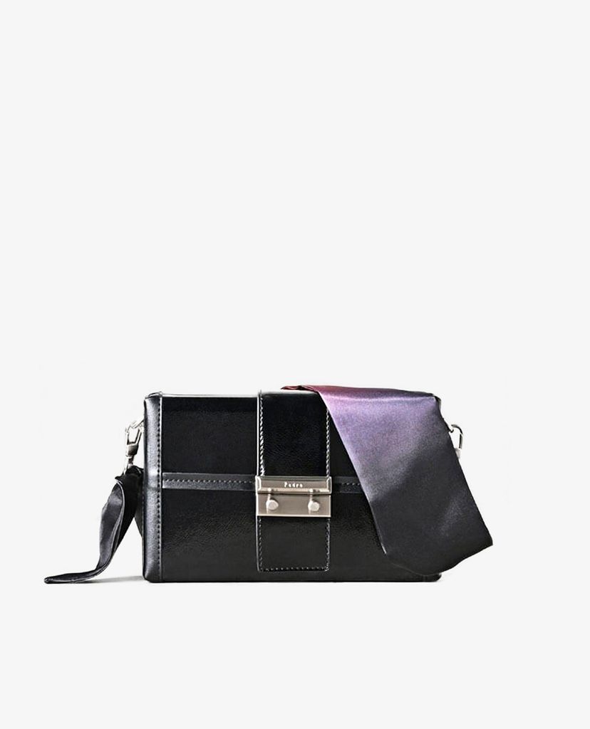 Cluches nữ Black Leather Structured