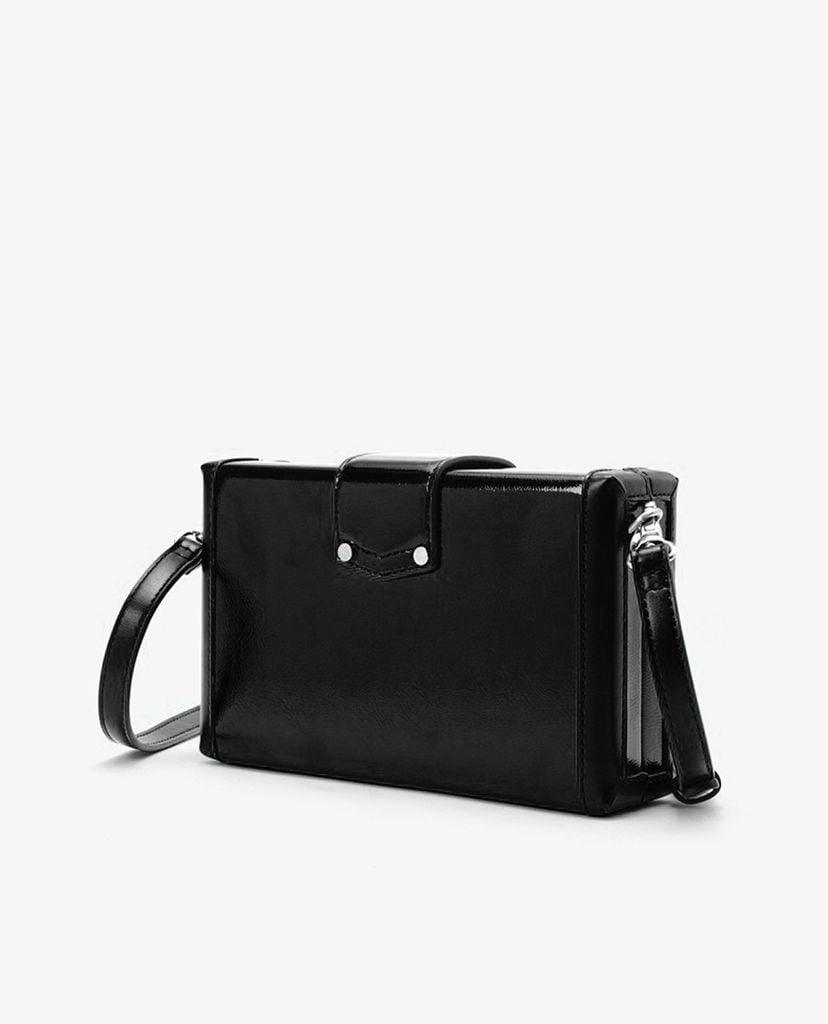 Cluches nữ Black Leather Structured