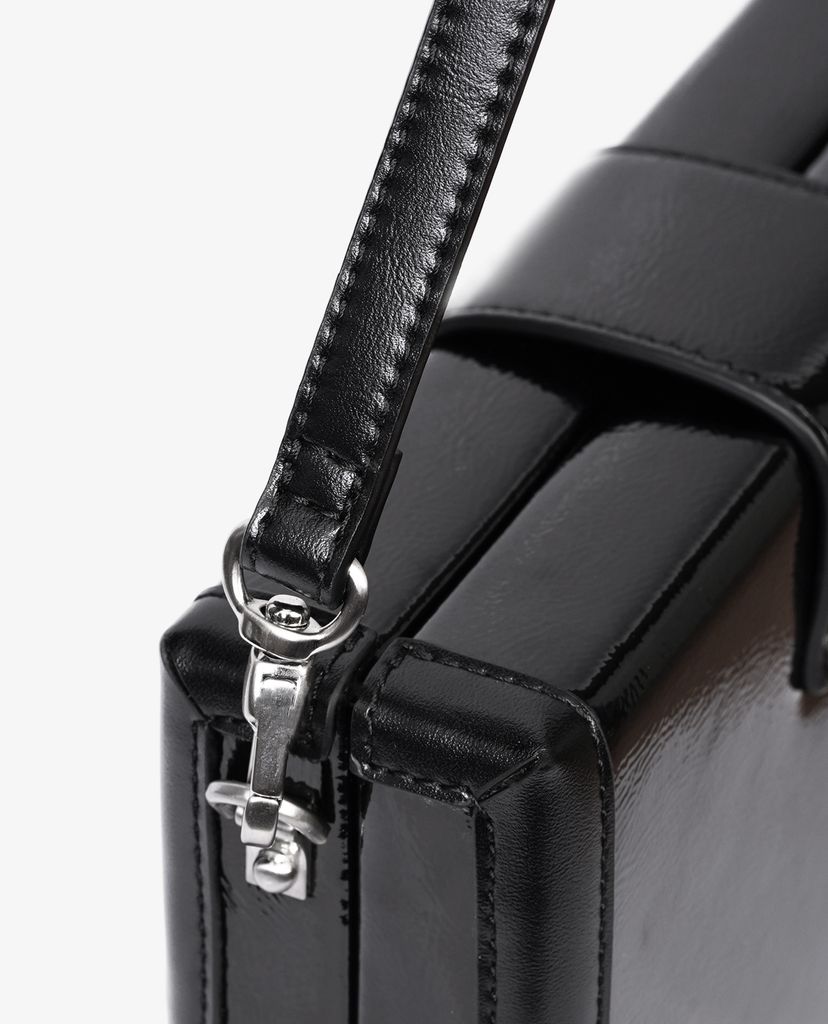 Cluches nữ Black Leather Structured