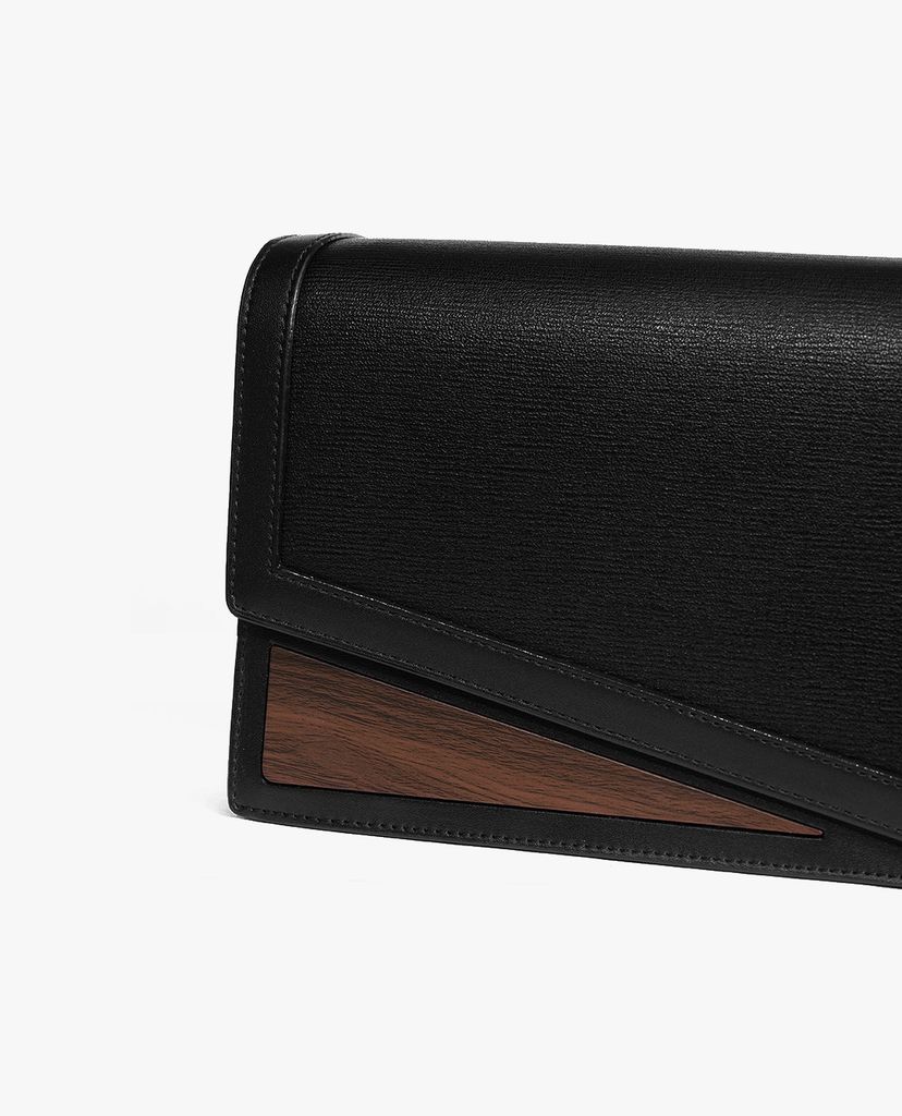 Túi đeo vai phối chi tiết gỗ Front Flap