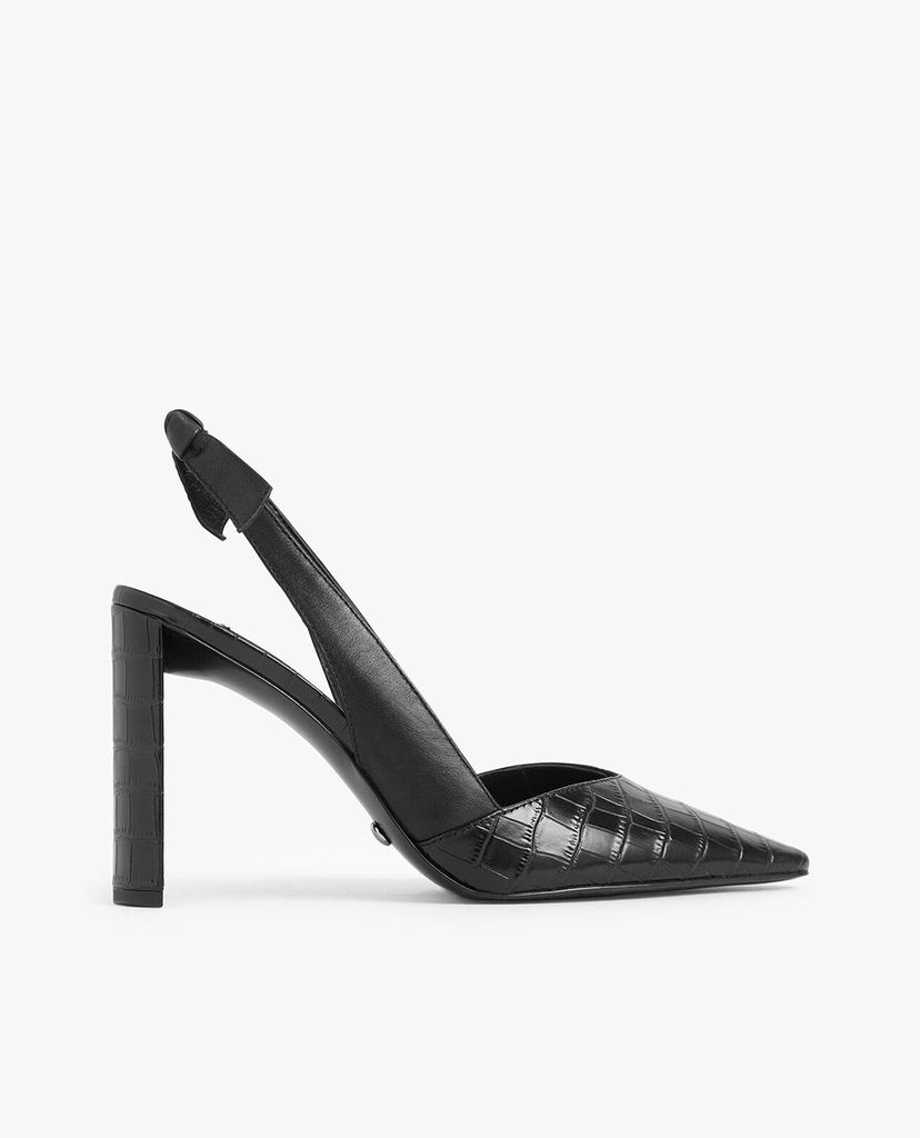 CHARLES & KEITH - Giày cao gót mũi nhọn Croc Effect Bow Slingback