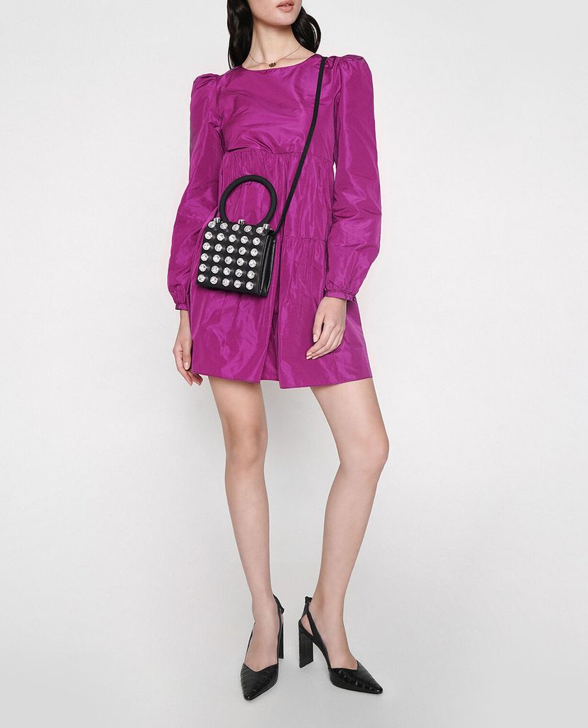 CHARLES & KEITH - Giày cao gót mũi nhọn Croc Effect Bow Slingback