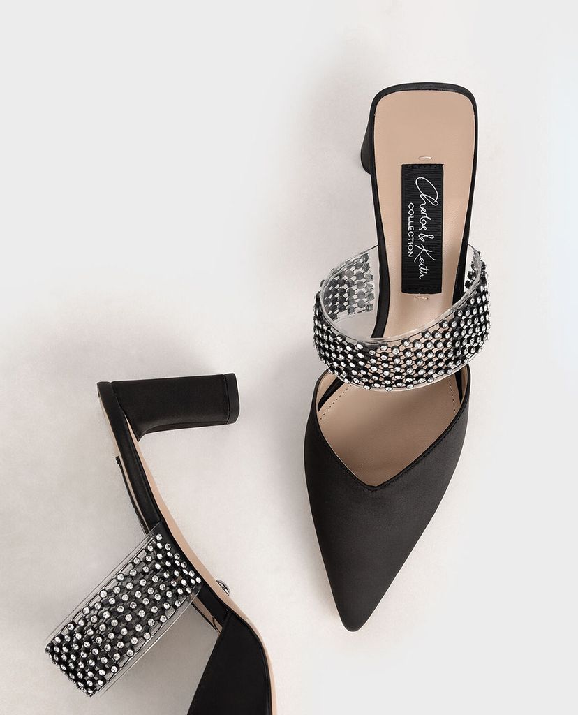 CHARLES & KEITH - Giày mules mũi nhọn Embellished Strap