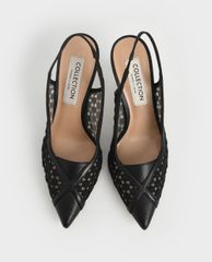 CHARLES & KEITH - Giày cao gót mũi nhọn Crochet & Leather