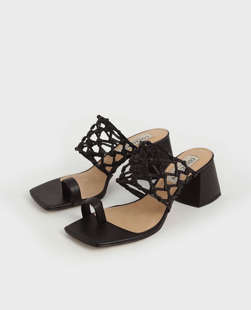 CHARLES & KEITH - Giày sandals cao gót Woven Toe Ring