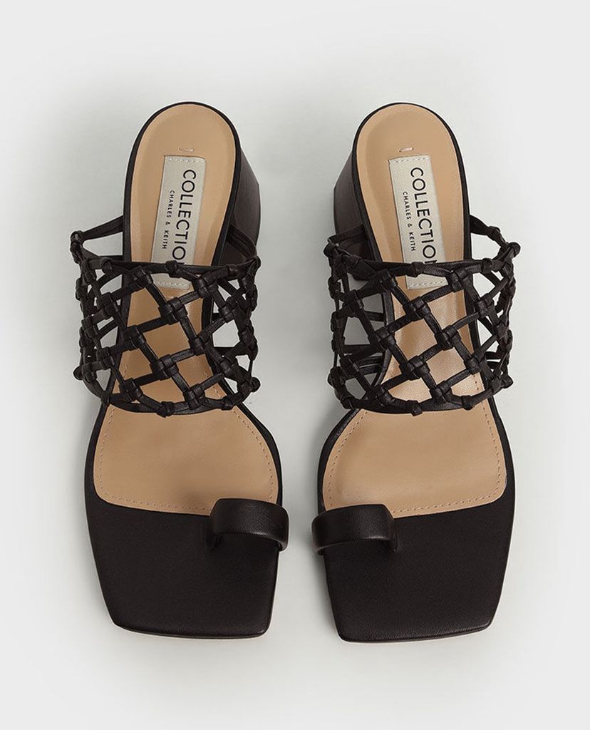 CHARLES & KEITH - Giày sandals cao gót Woven Toe Ring