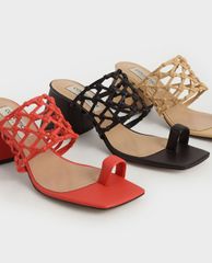 CHARLES & KEITH - Giày sandals cao gót Woven Toe Ring