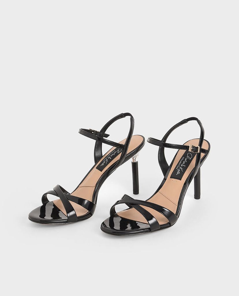 CHARLES & KEITH - Giày cao gót hở mũi Patent Leather Criss Cross