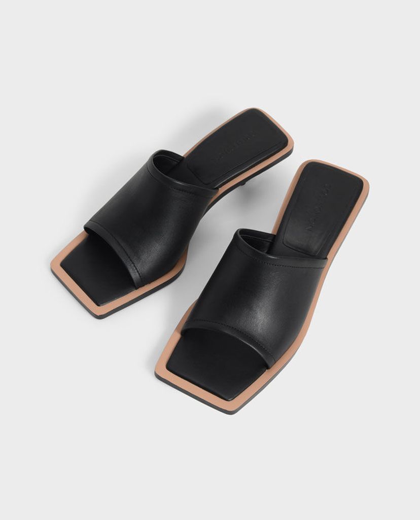CHARLES & KEITH - Giày cao gót hở mũi Leather Sculptural