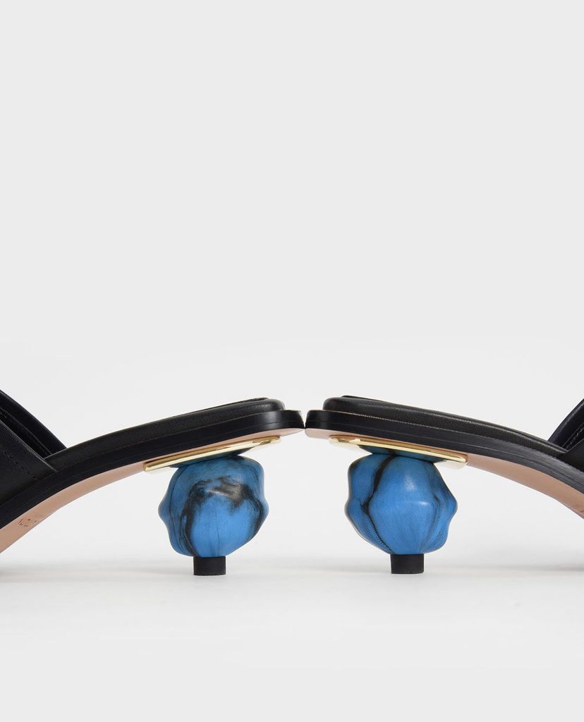 CHARLES & KEITH - Giày cao gót hở mũi Leather Sculptural