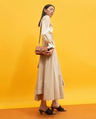 CHARLES & KEITH - Giày cao gót hở mũi Leather Sculptural