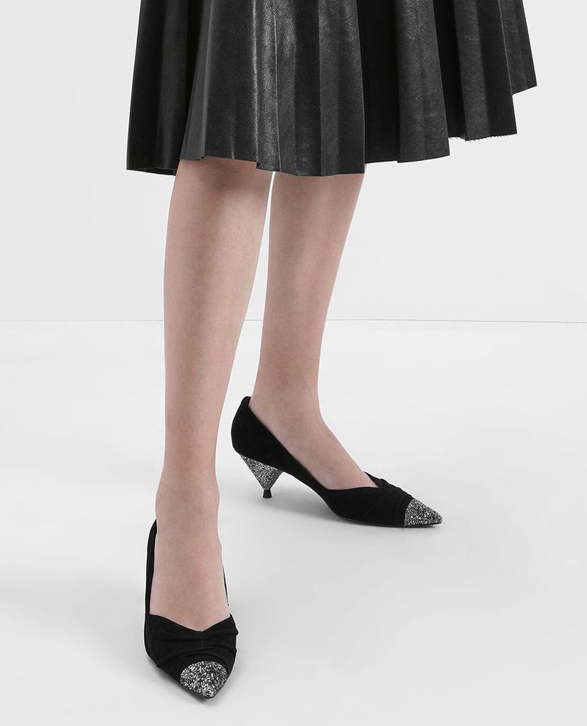 CHARLES & KEITH - Giày cao gót mũi nhọn Glitter Cone