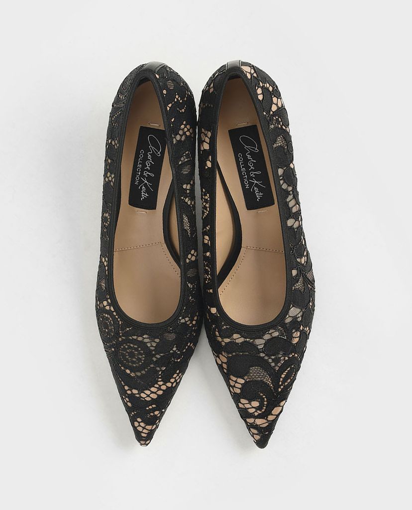CHARLES & KEITH - Giày cao gót mũi nhọn Lace Pointed