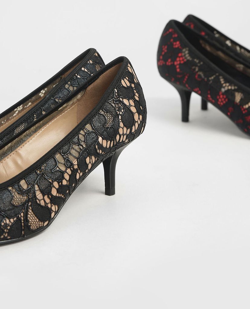 CHARLES & KEITH - Giày cao gót mũi nhọn Lace Pointed