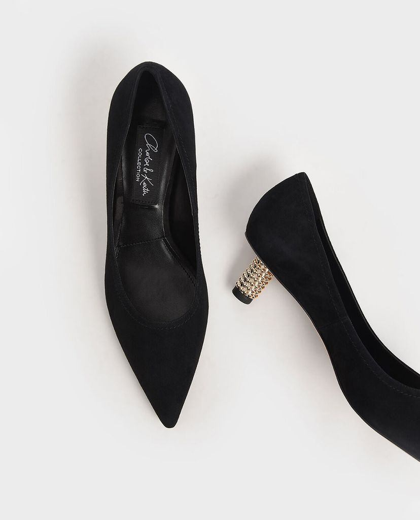 CHARLES & KEITH - Giày cao gót mũi nhọn Embellished Kitten