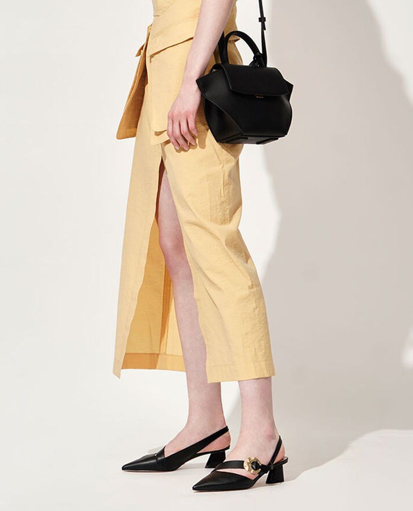 CHARLES & KEITH - Giày cao gót mũi nhọn Leather Hammered