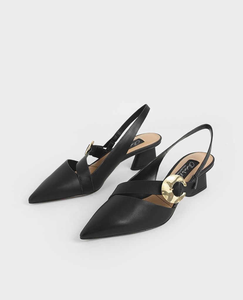 CHARLES & KEITH - Giày cao gót mũi nhọn Leather Hammered