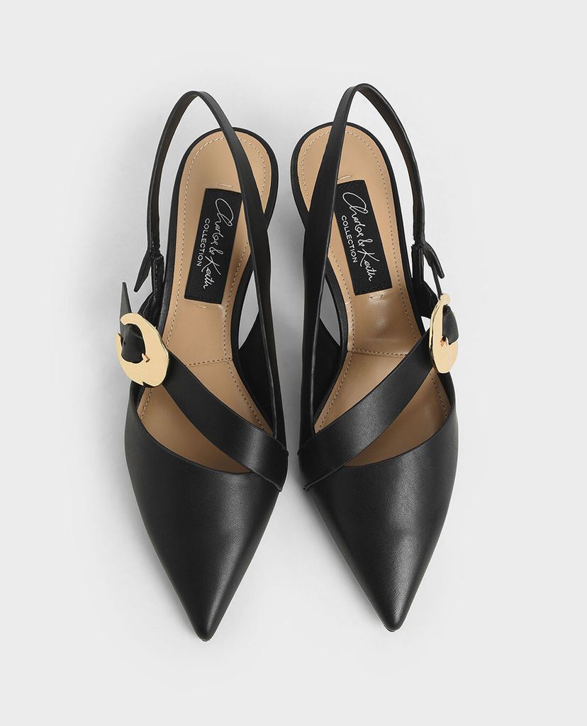 CHARLES & KEITH - Giày cao gót mũi nhọn Leather Hammered