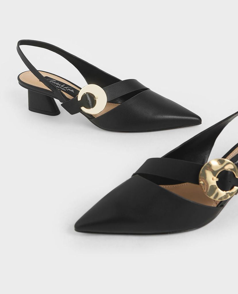 CHARLES & KEITH - Giày cao gót mũi nhọn Leather Hammered
