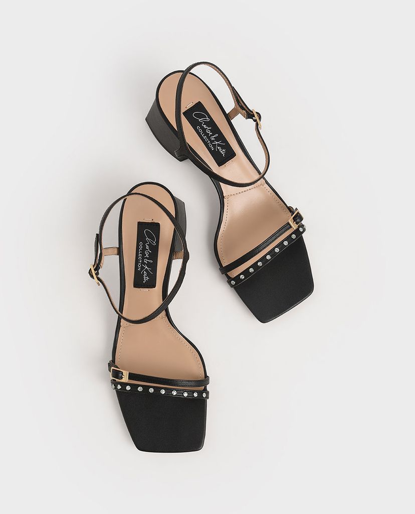 CHARLES & KEITH - Giày cao gót đế vuông quai ngang Pointed Slingback