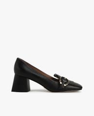 CHARLES & KEITH - Giày cao gót mũi vuông đế trụ Leather Buckle