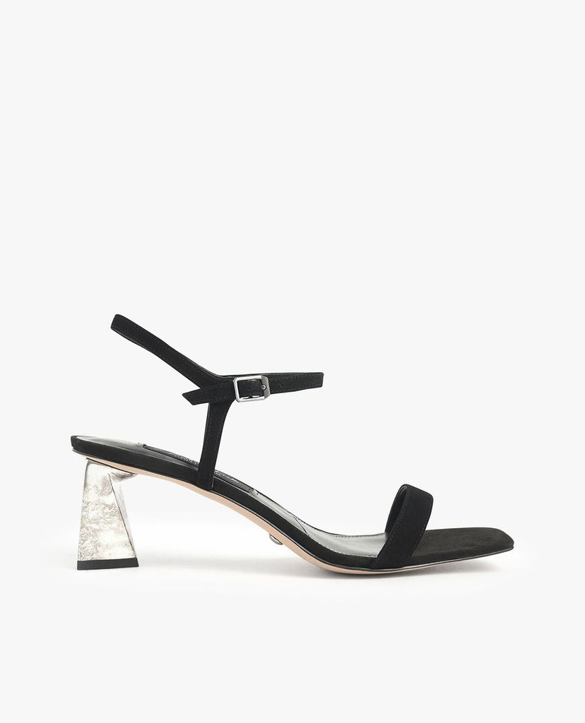 CHARLES & KEITH - Giày sandal cao gót Metallic Leather Chrome