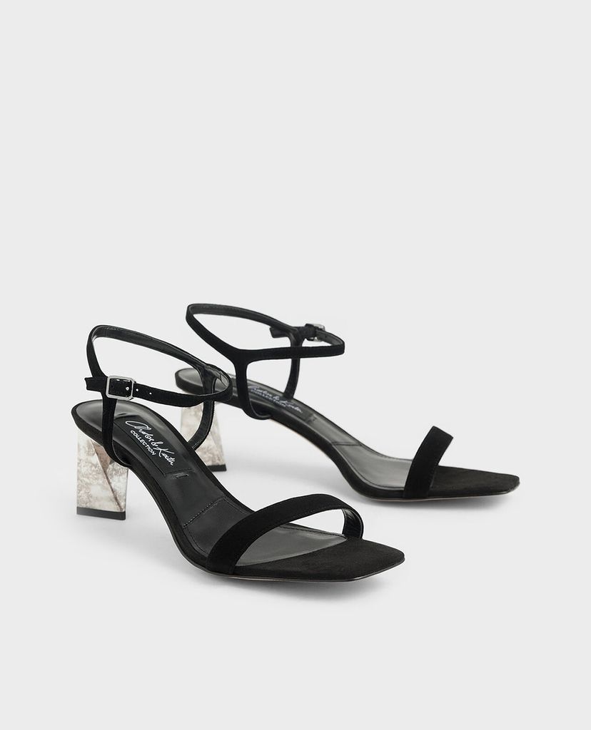 CHARLES & KEITH - Giày sandal cao gót Metallic Leather Chrome