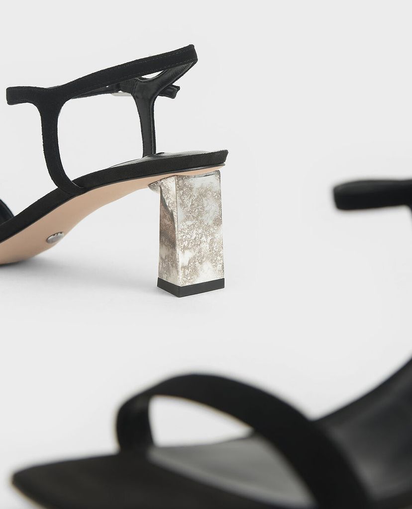 CHARLES & KEITH - Giày sandal cao gót Metallic Leather Chrome